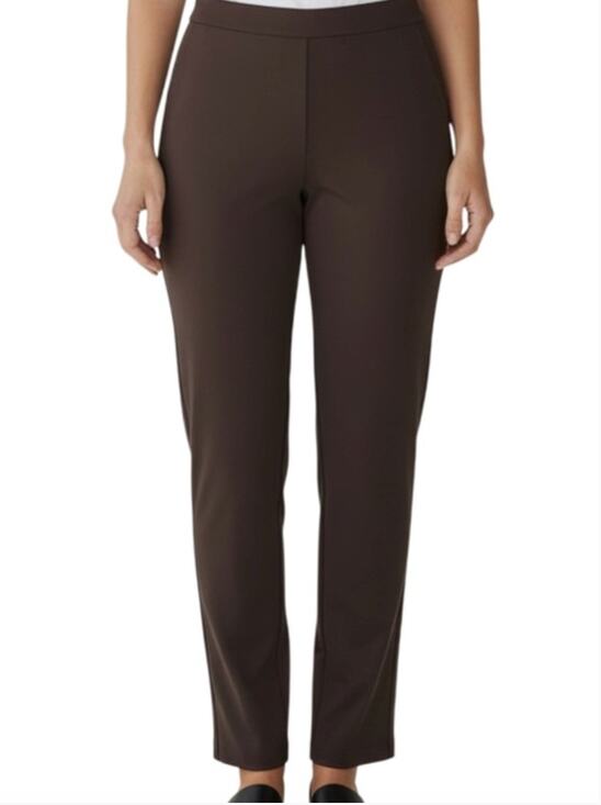 Susan Graver Pants - Susan Graver Liquid Knit Pull On Pants XLT Brown Straight Leg Travel Career